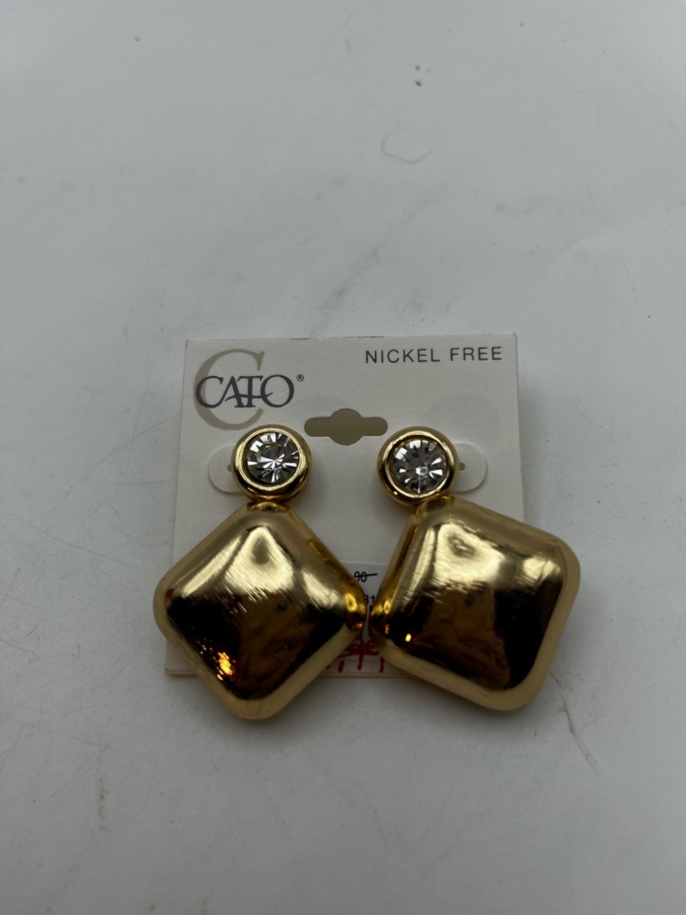 Cato Gold Dome Drop Earrings with Crystal Studs